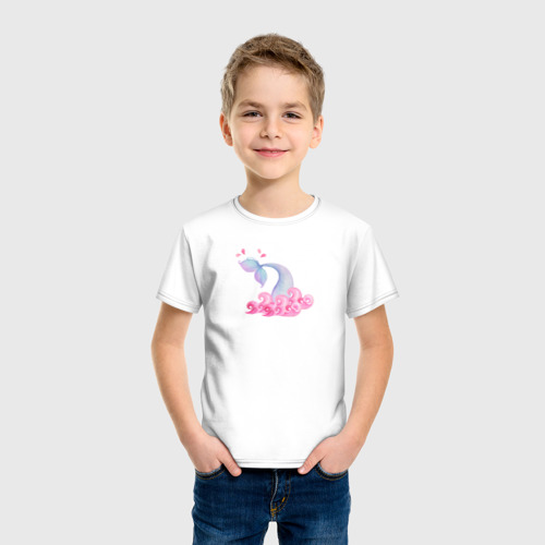 Детская футболка хлопок Хвост русалки с брызгами, цвет белый - фото 3