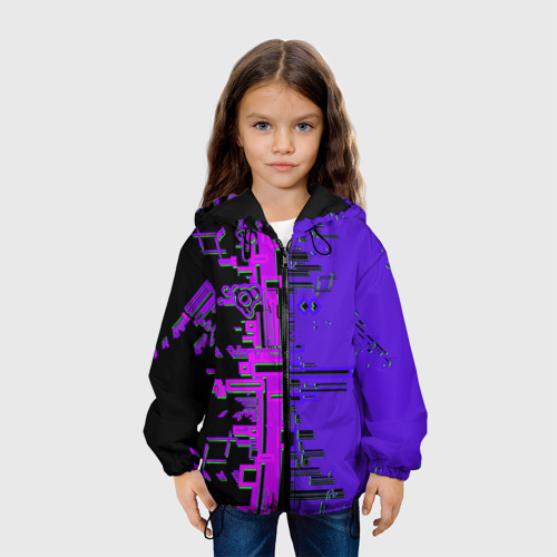 Детская куртка 3D Кибер-глитч фиолетовый, цвет черный - фото 4