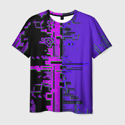 Кибер-глитч фиолетовый – Мужская футболка 3D с принтом купить со скидкой в -26%