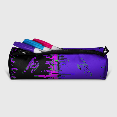Пенал школьный 3D Кибер-глитч фиолетовый - фото 3