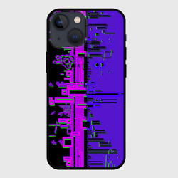Чехол для iPhone 13 mini Кибер-глитч фиолетовый