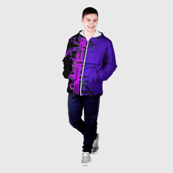 Мужская куртка 3D Кибер-глитч фиолетовый - фото 2
