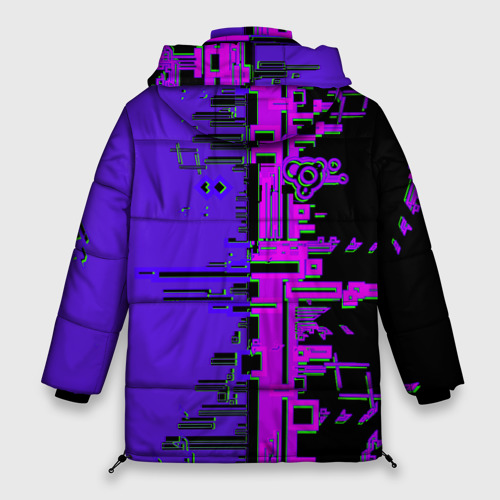 Женская зимняя куртка Oversize Кибер-глитч фиолетовый, цвет светло-серый - фото 2