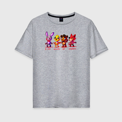 Женская футболка хлопок Oversize с принтом Маленькие аниматроники, вид спереди #2