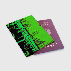 Обложка для паспорта матовая кожа Кибер-глитч зелёный - фото 2