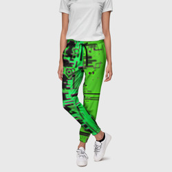 Женские брюки 3D Кибер-глитч зелёный - фото 2