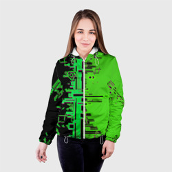 Женская куртка 3D Кибер-глитч зелёный - фото 2