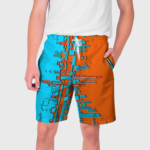 Мужские шорты 3D Кибер-глитч морозный апельсин, цвет 3D печать