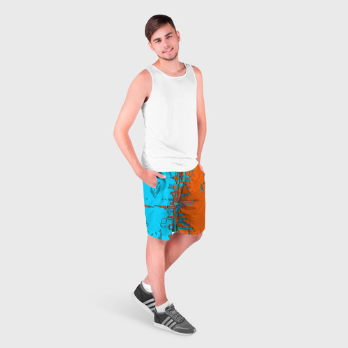 Мужские шорты 3D Кибер-глитч морозный апельсин, цвет 3D печать - фото 3