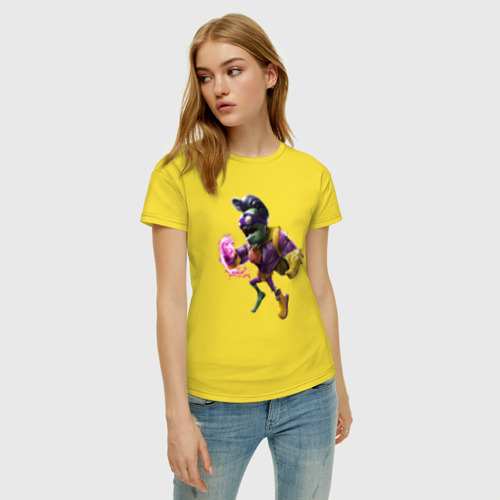 Женская футболка хлопок Зомби-супергерой, цвет желтый - фото 3