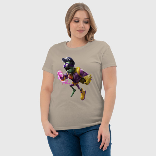 Женская футболка хлопок Зомби-супергерой, цвет миндальный - фото 6