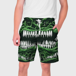 Мужские шорты 3D Пасть демона зелёная