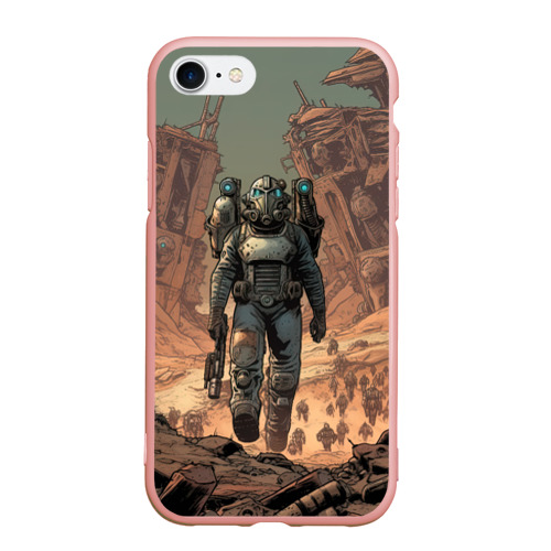 Чехол для iPhone 7/8 матовый с принтом Fallout пустоши, вид спереди #2
