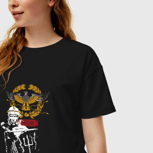 Женская футболка хлопок Oversize Легионер, цвет черный - фото 3