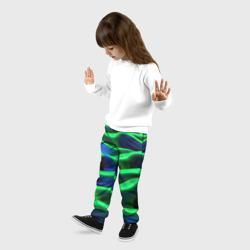 Детские брюки 3D Зеленые неоновые  волны - фото 2