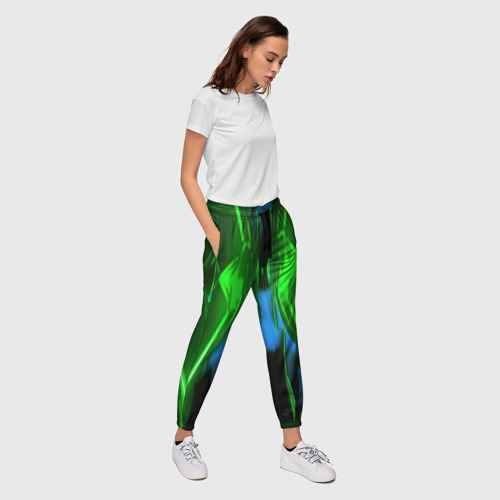 Женские брюки 3D Зеленый калейдоскоп    абстракция , цвет 3D печать - фото 5