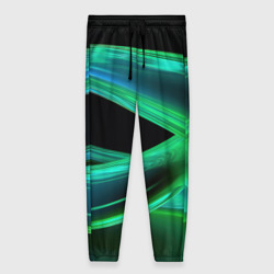 Женские брюки 3D Green  lines abstract