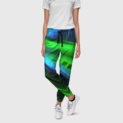 Женские брюки 3D Зеленые абстрактные  элементы - фото 2