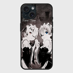 Чехол силиконовый для Apple iPhone 15 матовый Re Zero Ram and Rem