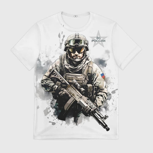 Мужская футболка 3D с принтом ВС России спецназ, вид спереди #2