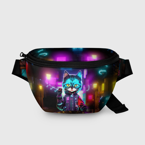 Поясная сумка 3D Cool kitten - cyberpunk - neon glow