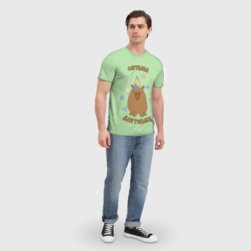 Мужская футболка 3D День рождения капибары, цвет 3D печать - фото 5