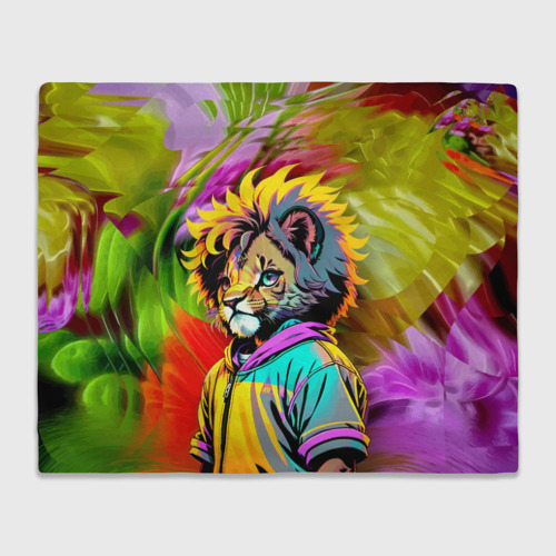 Плед 3D Funny lion cub - pop art, цвет 3D (велсофт)