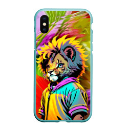 Чехол для iPhone XS Max матовый Funny lion cub - pop art