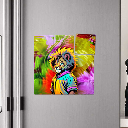 Магнитный плакат 3Х3 Funny lion cub - pop art - фото 4