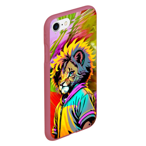 Чехол для iPhone 7/8 матовый с принтом Funny lion cub - pop art, вид сбоку #3