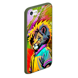 Чехол для iPhone 5/5S матовый Funny lion cub - pop art - фото 2