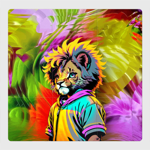 Магнитный плакат 3Х3 Funny lion cub - pop art