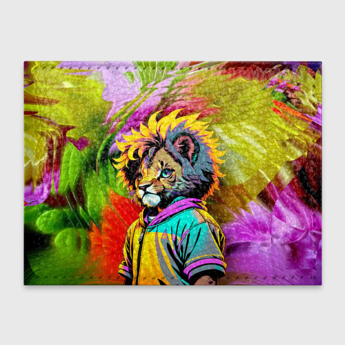 Обложка для студенческого билета Funny lion cub - pop art, цвет бирюзовый