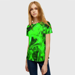 Женская футболка 3D Зелёная кислотная неоновая коалесценция - фото 2