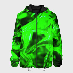 Мужская куртка 3D Зелёная кислотная неоновая коалесценция