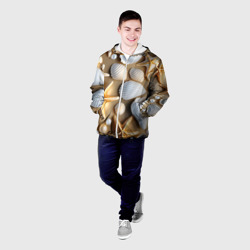 Мужская куртка 3D Ракушки, морские звезды и жемчужины на бежевом - фото 2