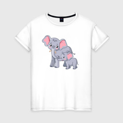 Женская футболка хлопок Elephants family