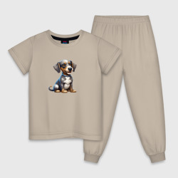 Милый щенок таксы - нейросеть  – Пижама из хлопка с принтом купить со скидкой в -9%