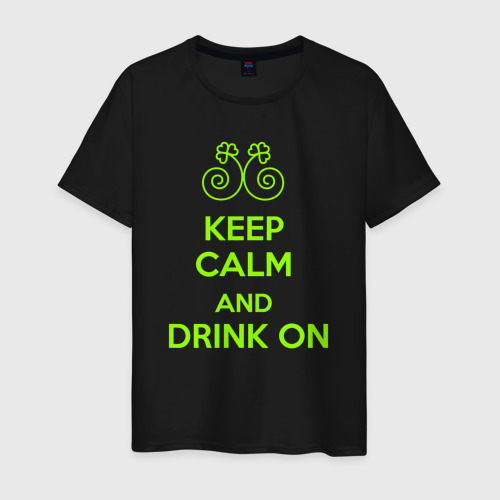 Мужская футболка хлопок с принтом Сохраняй спокойствие и пей дальше, вид спереди #2