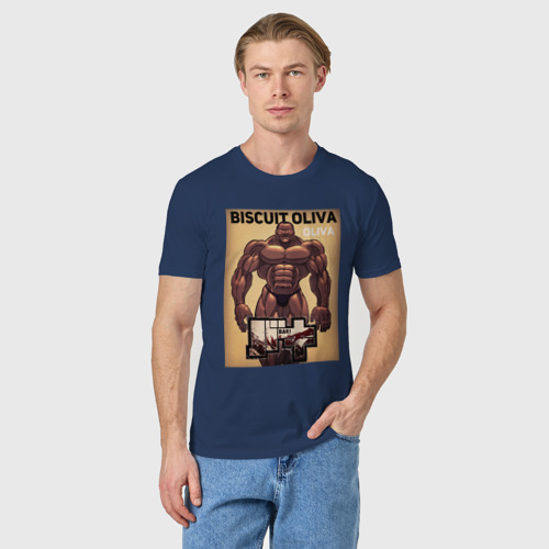 Мужская футболка хлопок Боец Баки: Бисквит Оливер, цвет темно-синий - фото 3