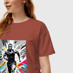 Женская футболка хлопок Oversize Чернокожий спринтер - фото 2