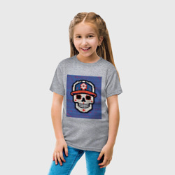 Детская футболка хлопок  Череп в бейсболке пиксельный - фото 2