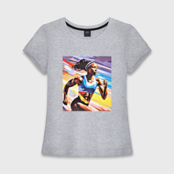 Женская футболка хлопок Slim Девушка спринтер