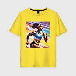 Женская футболка хлопок Oversize Девушка спринтер