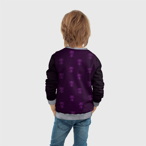 Детский свитшот 3D с принтом Ван пис - Луффи фиолетовый, вид сзади #2