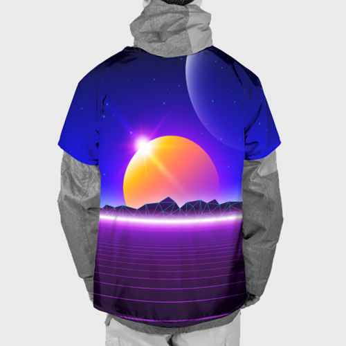 Накидка на куртку 3D Mountains - sun - space - vaporwave, цвет 3D печать - фото 2