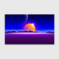 Бумага для упаковки 3D Mountains - sun - space - vaporwave