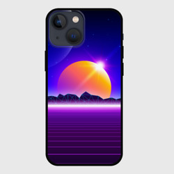 Чехол для iPhone 13 mini Mountains - sun - space - vaporwave