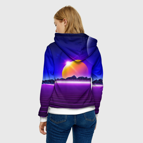 Женская толстовка 3D Mountains - sun - space - vaporwave, цвет 3D печать - фото 4