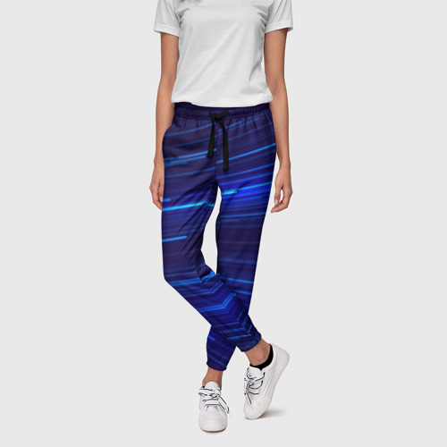 Женские брюки 3D Яркие неоновые полосы - минимализм, цвет 3D печать - фото 3